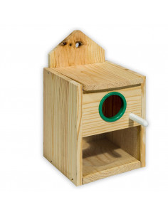 NINHO INTERIOR EM MADEIRA COM VISOR PARA PERIQUITOS