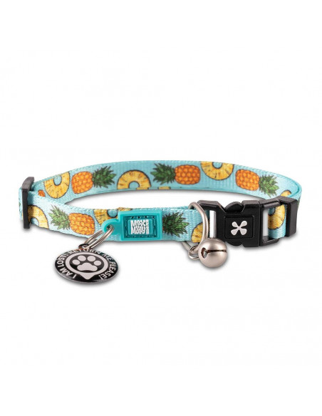 MAX & MOLLY - COLEIRA PARA GATO COM ID TAG "SWEET PINEAPPLE"
