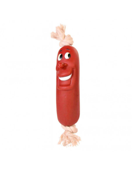 SALSICHA EM VINIL COM CORDA PARA CÃES