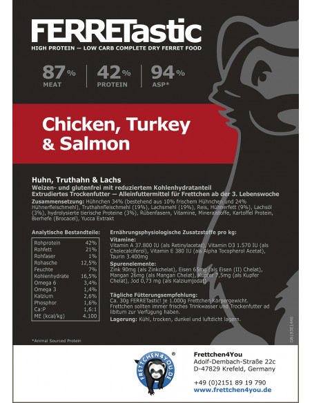 FERRETASTIC CHICKEN, TURKEY & SALMON - V2.0 - 500 G