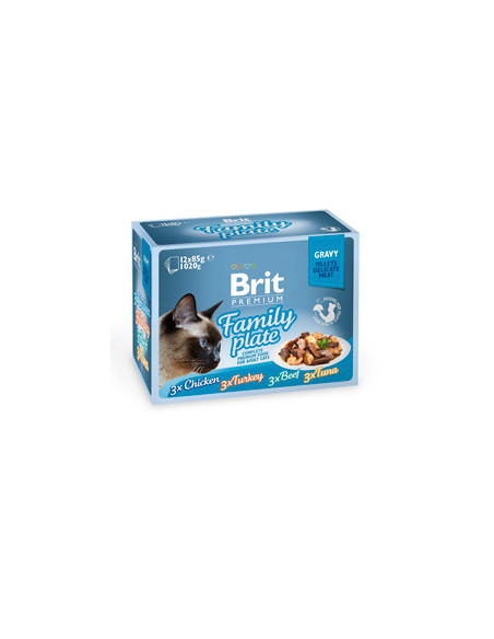 Brit Blue Cat Delicate Fillets in Gravy Family Plate Multipack | Wet (Saqueta) | 12 x 85 g