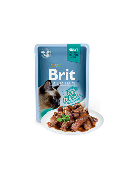 Brit Blue Cat Delicate Fillets in Gravy with Beef | Wet (Saqueta) | 85 g