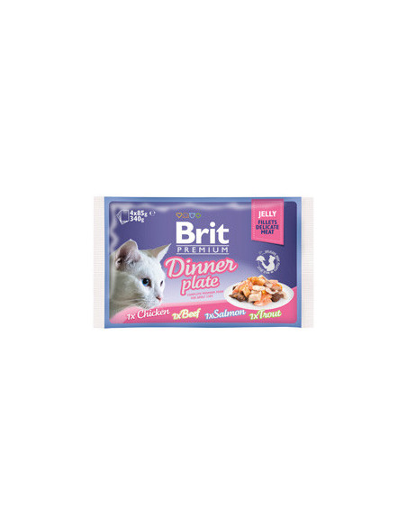 Brit Blue Cat Delicate Fillets in Jelly Dinner Plate Multipack | Wet (Saqueta) | 4 x 85 g