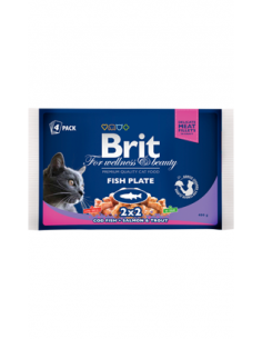 Brit Blue Cat Multipack Wet | Fish Plate (Saqueta) | 4 x 100 g