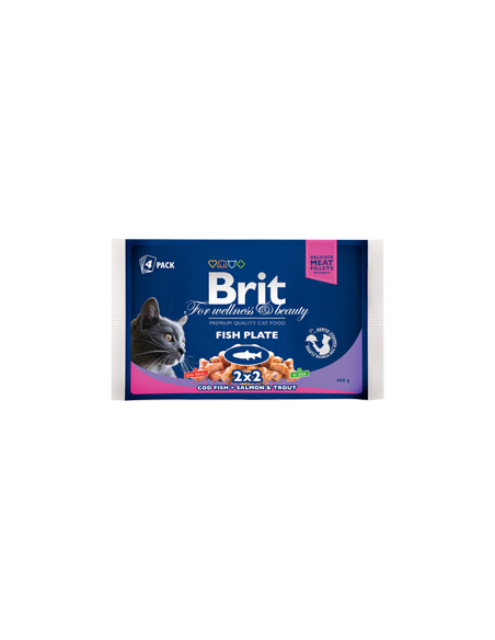 Brit Blue Cat Multipack Wet | Fish Plate (Saqueta) | 4 x 100 g