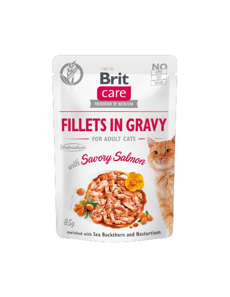 Brit Care Cat Tender Turkey & Savory Salmon in Gravy| Wet (Saqueta) | 85 g