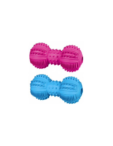 Trixie Brinquedo Denta Fun Dumbbell Natural Rubber | Cores Sortidas | 9 cm