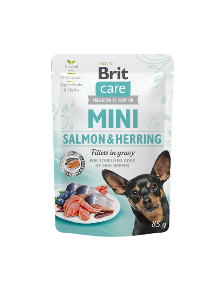 Brit Care Mini Sterilized Salmon & Herring Fillets in Gravy | Wet (Saqueta) | 85 g