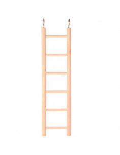ESCADA EM MADEIRA PARA AVES - CANÁRIOS E PERIQUITOS (28 CM - 6 DEGRAUS)