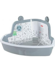 WC de Canto P/ Roedores Com Rede - 32x25x15 cm - Cinza