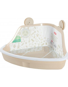 WC de Canto P/ Roedores Com Rede - 41x31x21 cm - Bege