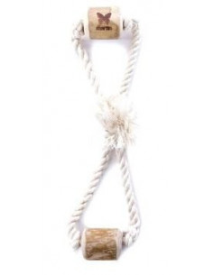 Brinquedo de Madeira de Cafeeiro Com Corda de Algodão Para Cães - 36 x 10 x 5 cm