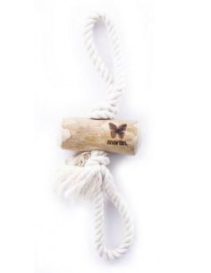 Brinquedo de Madeira de Cafeeiro Com Corda de Algodão Para Cães - 35 x 10 x 5 cm