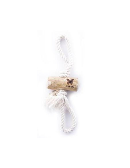 Brinquedo de Madeira de Cafeeiro Com Corda de Algodão Para Cães - 35 x 10 x 5 cm