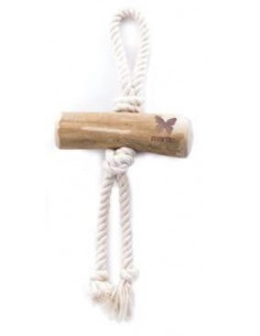 Brinquedo de Madeira de Cafeeiro Com Corda de Algodão Para Cães - 34 x 10 x 4 cm
