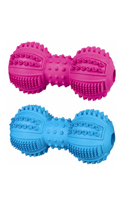 Trixie Brinquedo Denta Fun Dumbbell Natural Rubber | Cores Sortidas | 9 cm