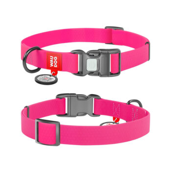 WAUDOG Coleira Cão Impermeável QR 15mm x 25-35cm - Rosa